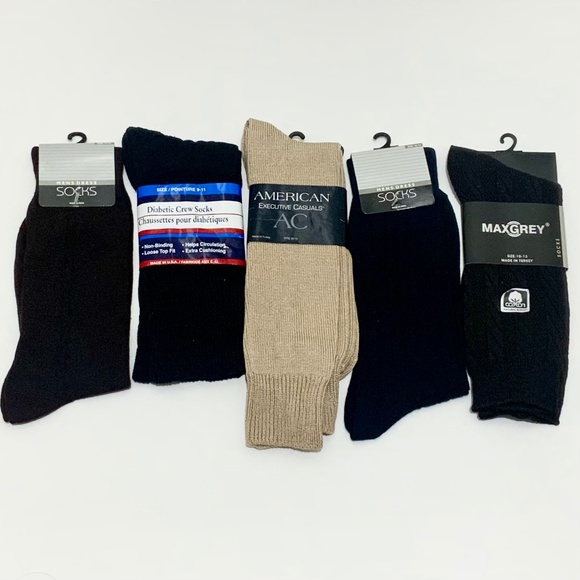 Cotton socks Other - 5 pair -Men's Cotton blend Socks Black Tan Navy Brown  - New! Size 9 - 13